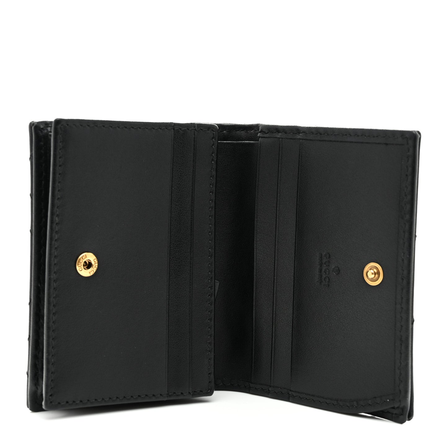 Calfskin Matelasse GG Marmont Card Case Wallet Black
