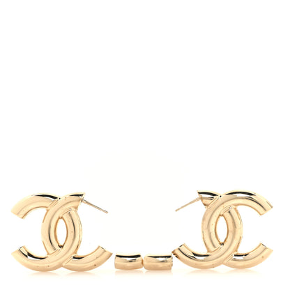Chanel Metal Large CC Earrings Light Gold 3 of 4