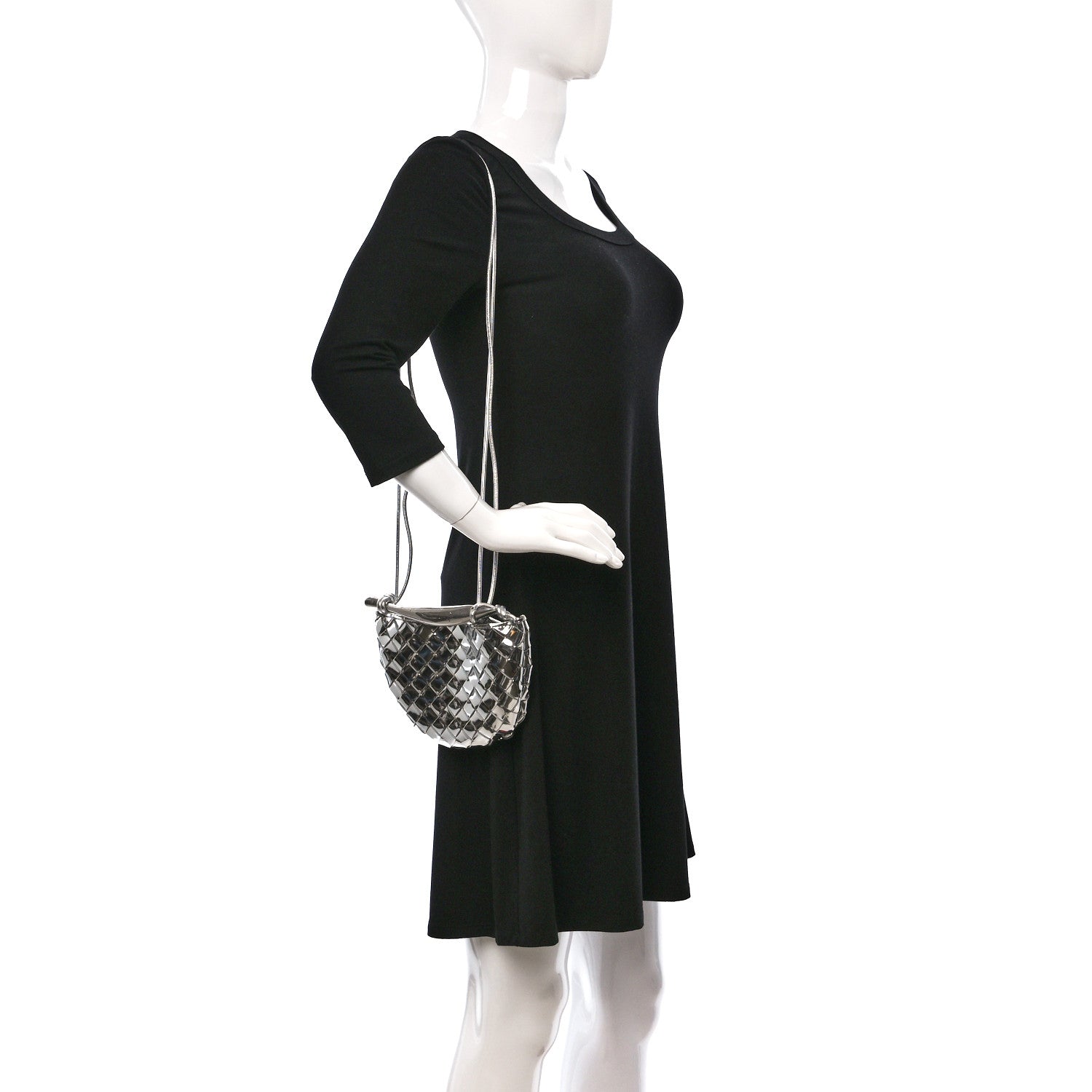 Bottega Veneta Mirror Laminated Nappa Intrecciato Mini Sardine Bag Silver 2 of 9