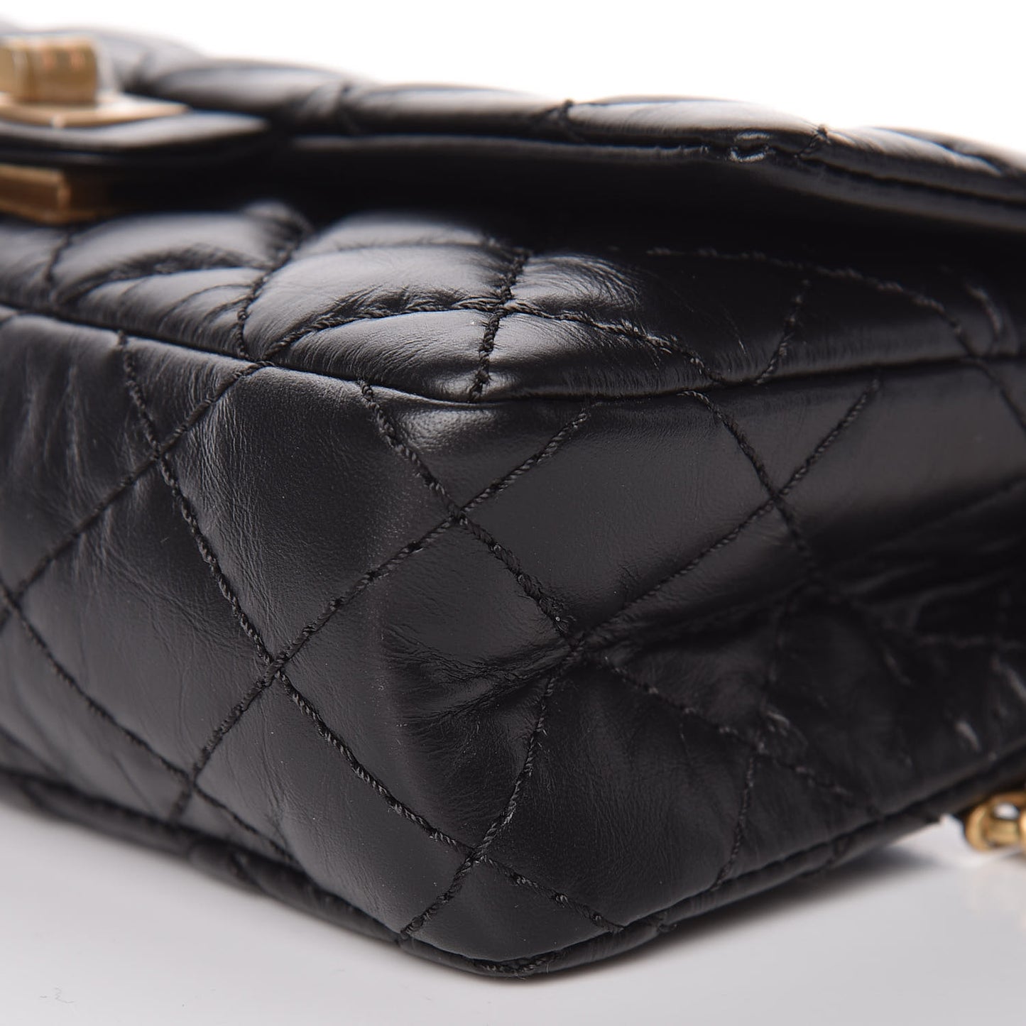 Aged Calfskin Quilted 2.55 Reissue Flap Belt Bag Clutch Black