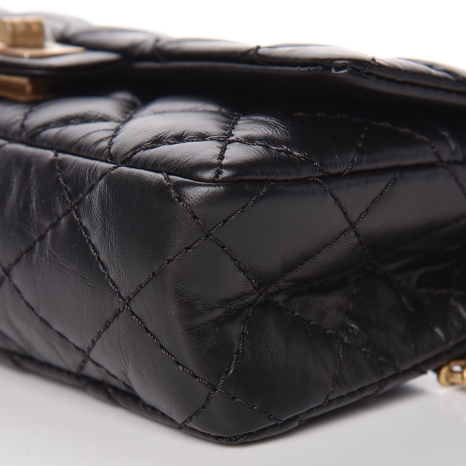 Chanel Aged Calfskin Quilted 2.55 Reissue Flap Belt Bag Clutch Black 6 of 11