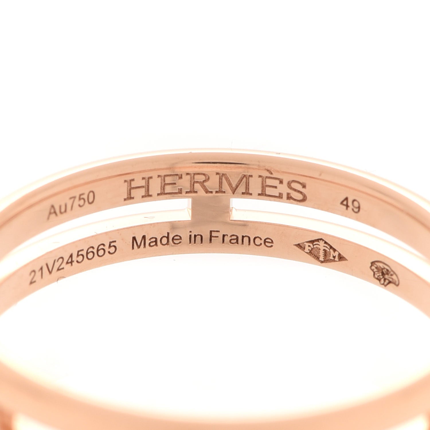 Hermes 18K Rose Gold Ariane Wedding Band Ring 49 4.75 4 of 5