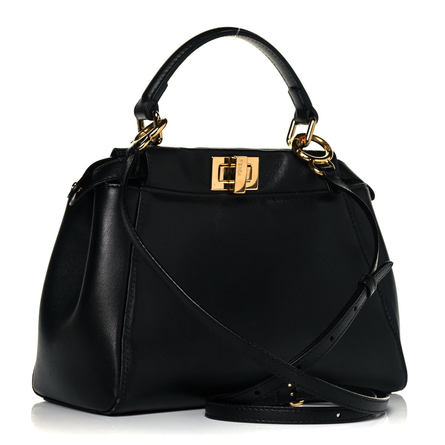 Fendi Nappa Mini Peekaboo Iconic Satchel Black 3 of 9
