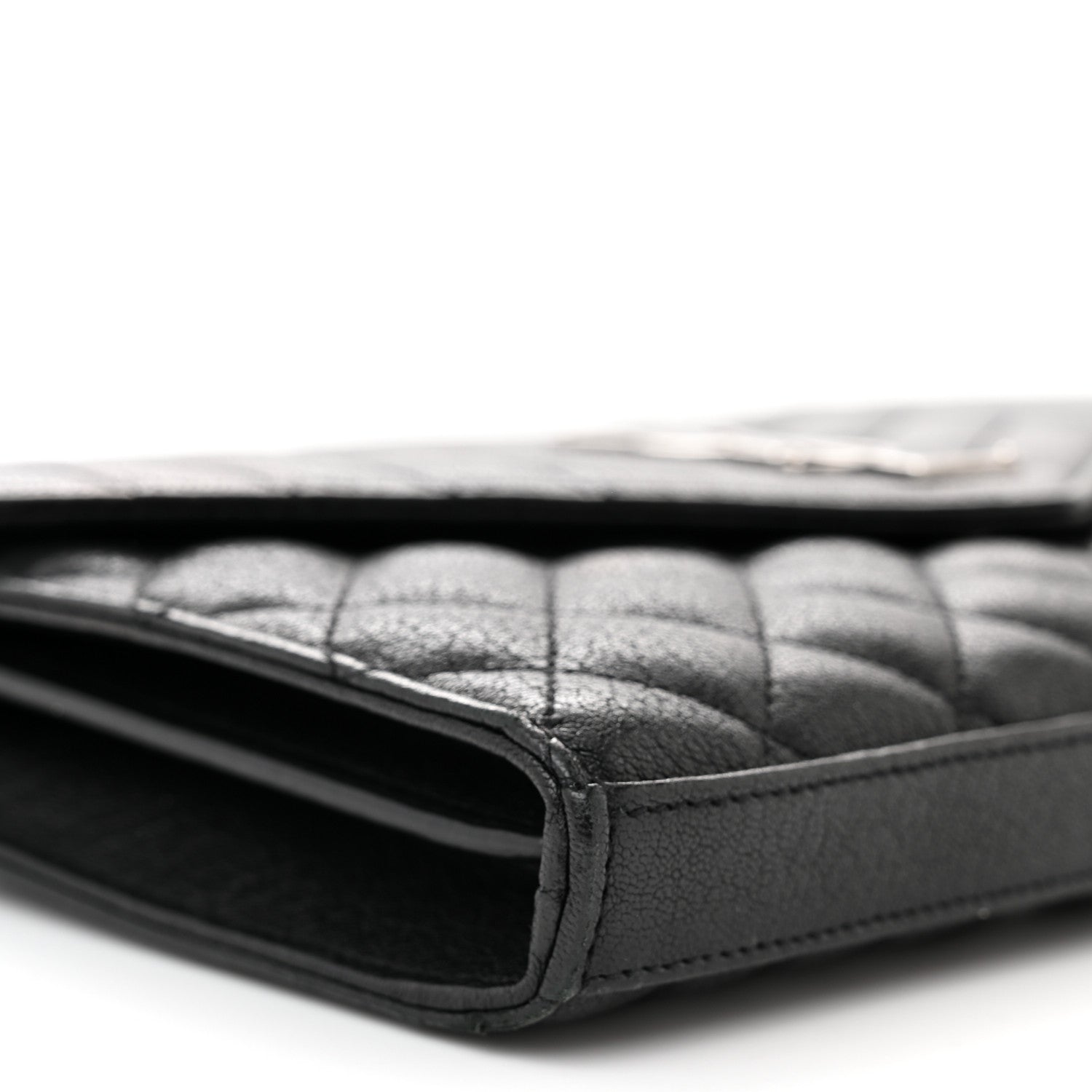 Saint Laurent Sheepskin Tri-Quilt Monogram Envelope Chain Wallet Black 10 of 11