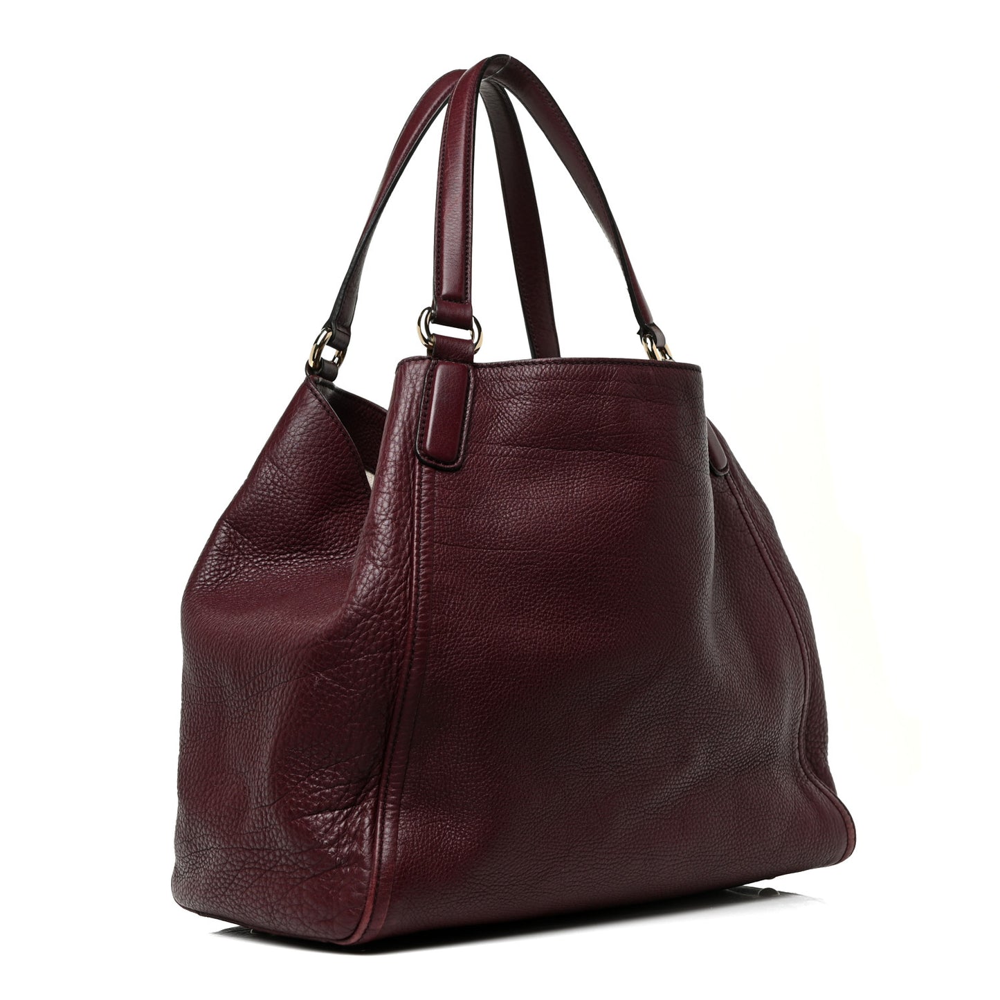 Pebbled Calfskin Medium Soho Shoulder Bag Bordeaux