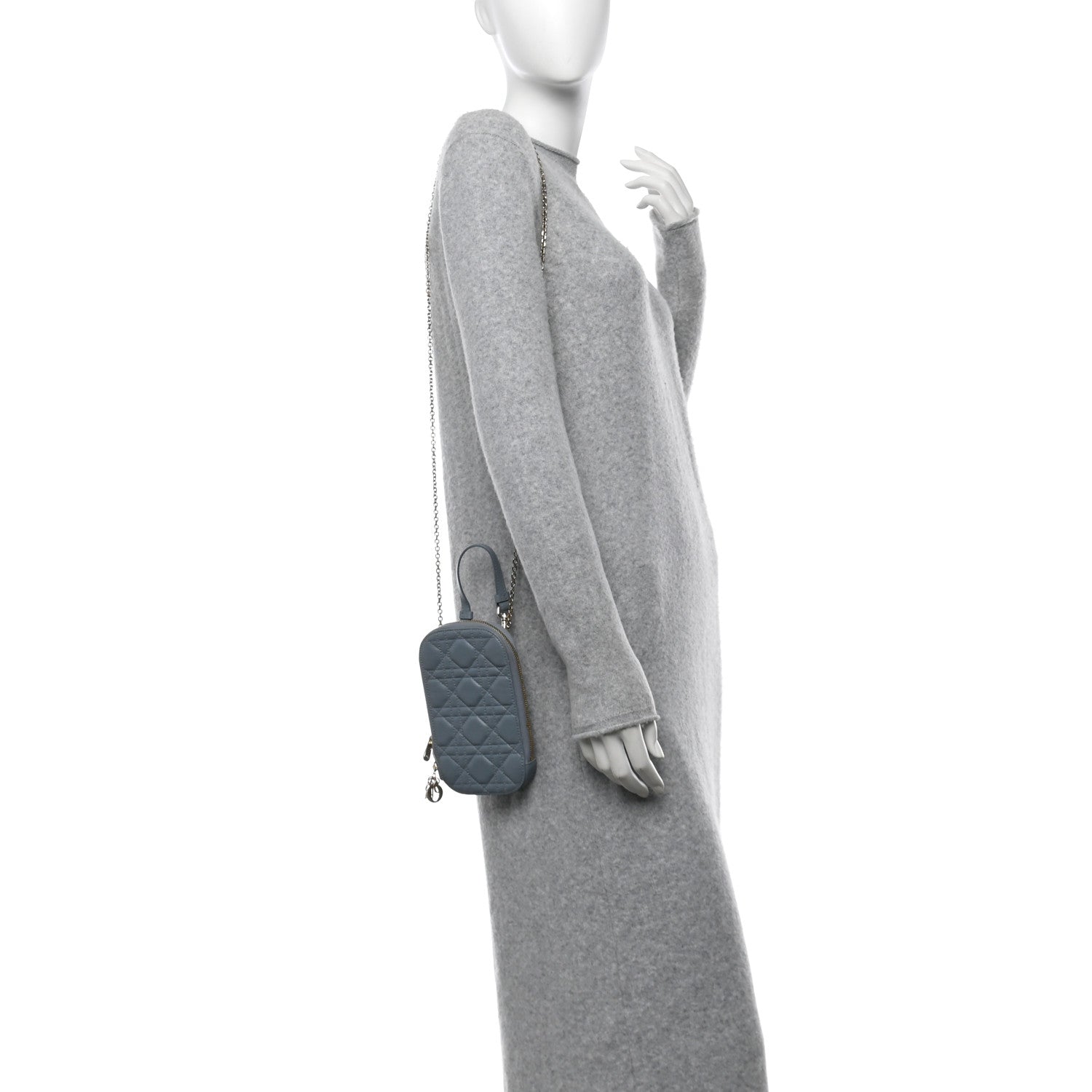 Christian Dior Lambskin Cannage Lady Dior Phone Holder Cloud Blue 2 of 11