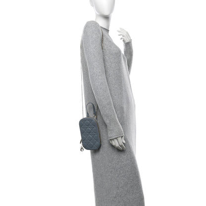 Christian Dior Lambskin Cannage Lady Dior Phone Holder Cloud Blue 2 of 11