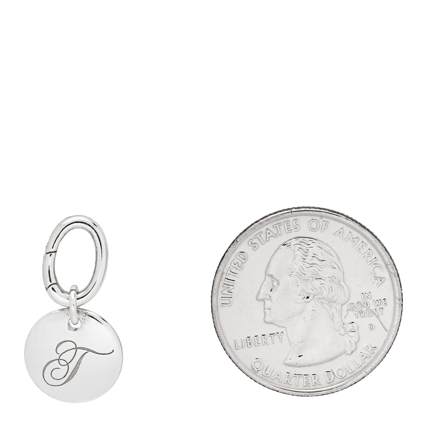 Sterling Silver Letter T Disc Charm