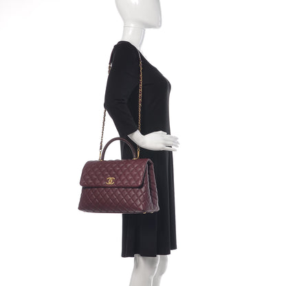 Chanel Caviar Lizard Quilted Medium Coco Handle Flap Burgundy 2 of 11