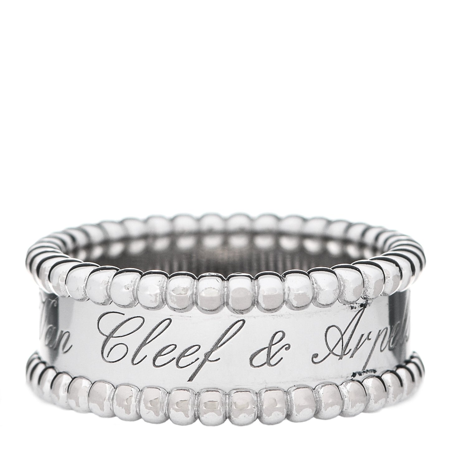 18K White Gold Perlee Signature Ring 53 6.25