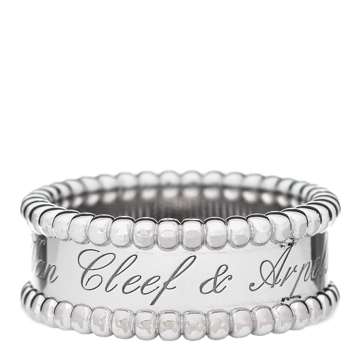 Van Cleef & Arpels 18K White Gold Perlee Signature Ring 53 6.25 1 of 5