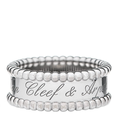 Van Cleef & Arpels 18K White Gold Perlee Signature Ring 53 6.25 1 of 5