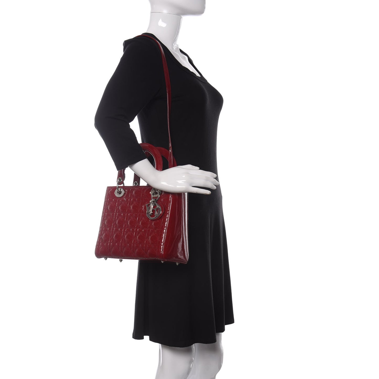 Patent Cannage Medium Lady Dior Red