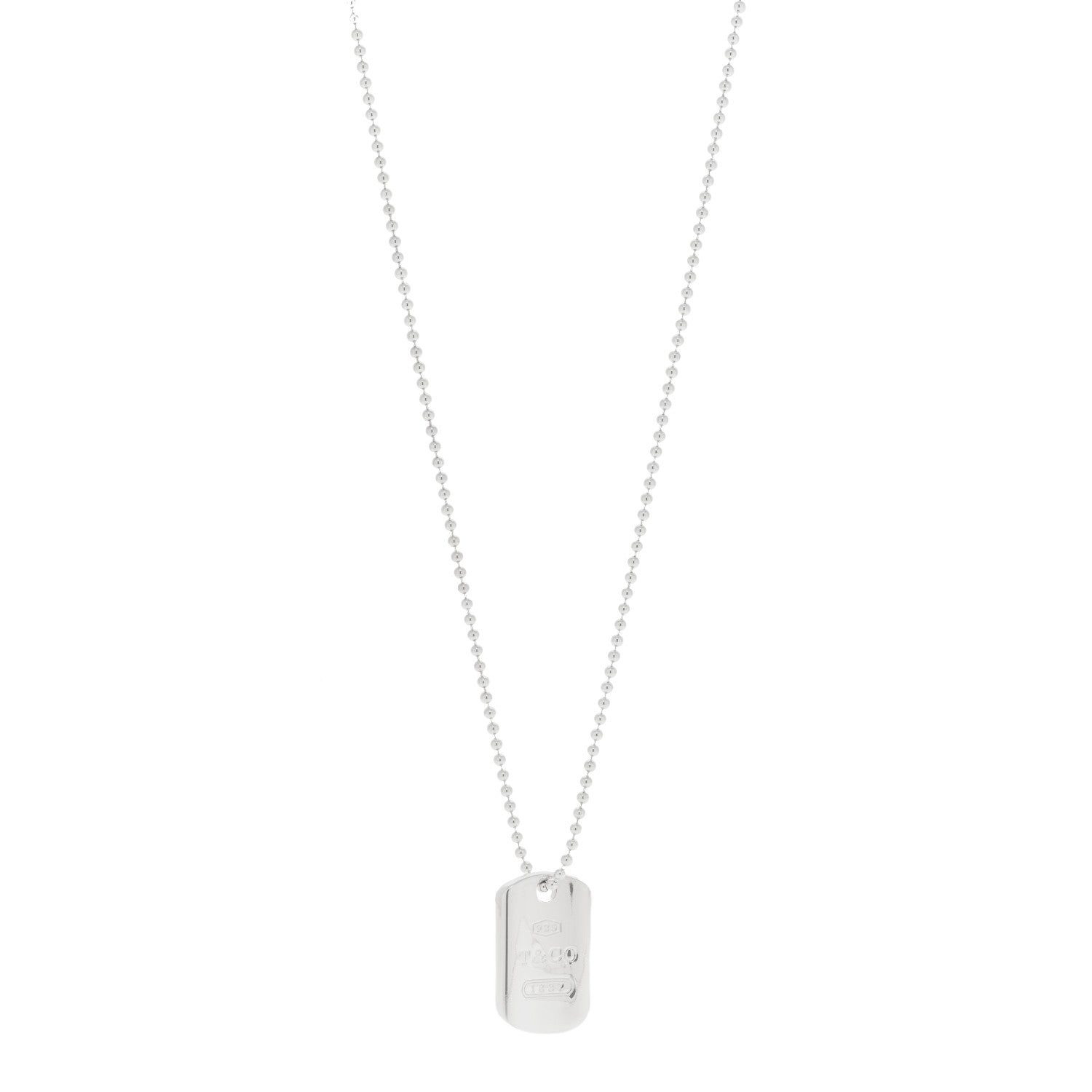 Tiffany Sterling Silver 1837 Dog Tag Pendant Necklace 1 of 5