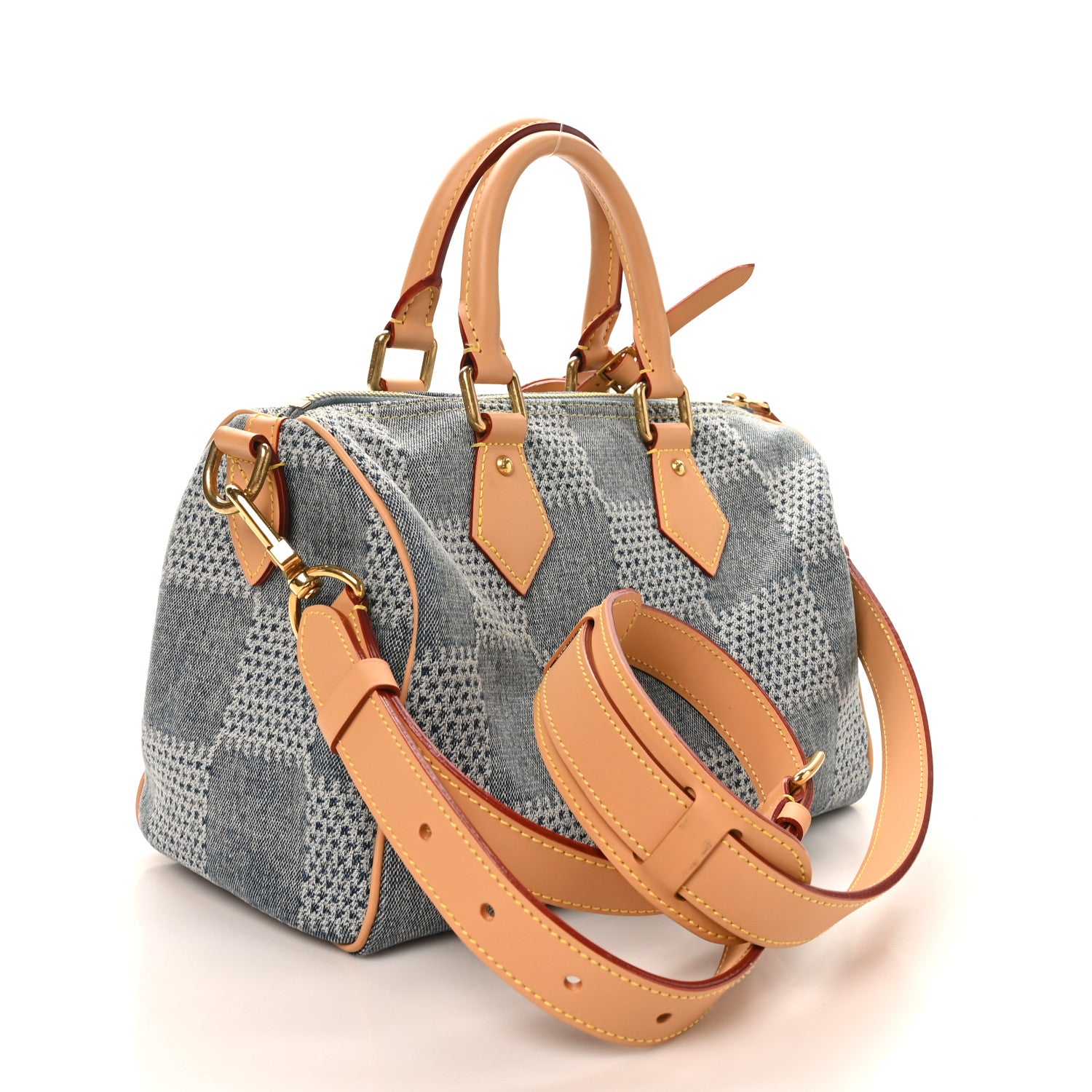 Louis Vuitton Damier Denim 3D Speedy Bandouliere 25 Bleu 3 of 9