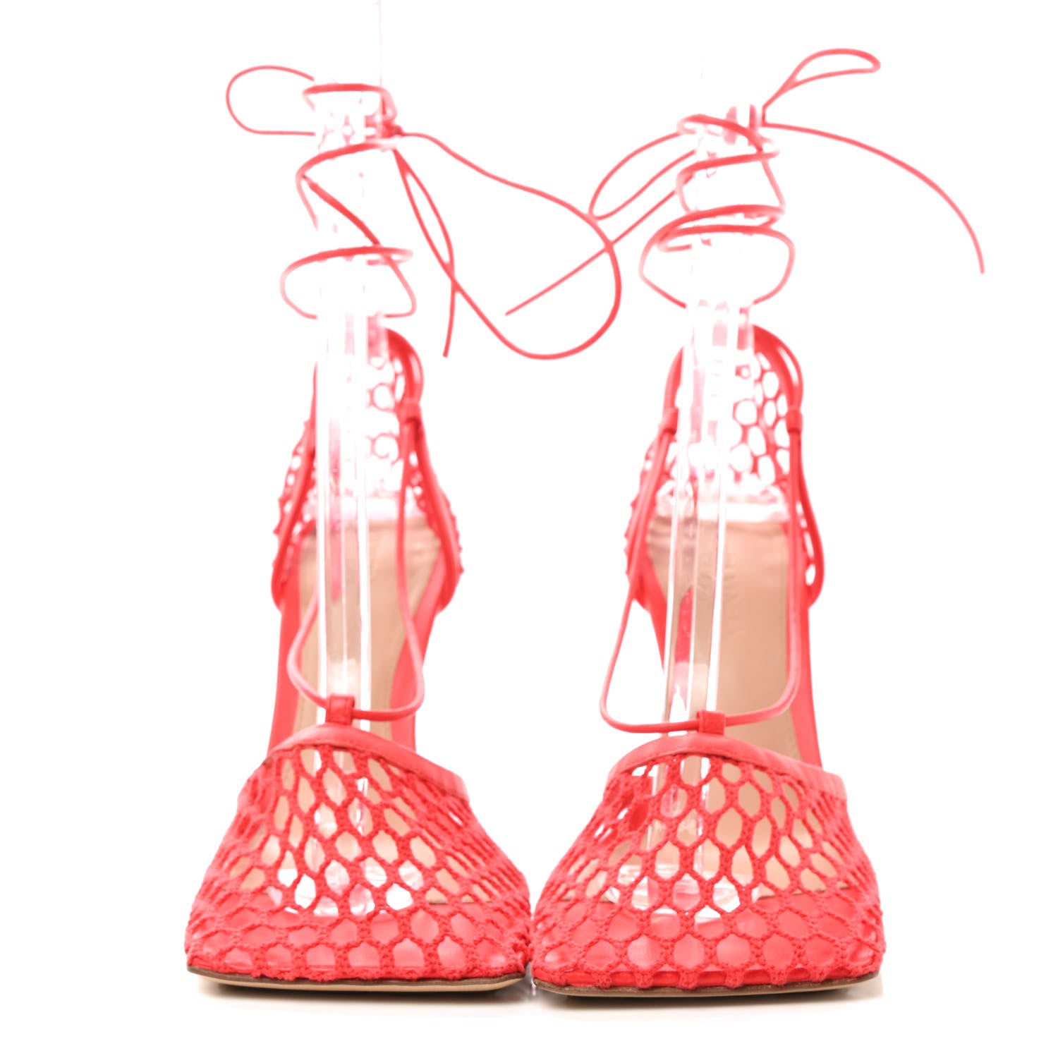 Bottega Veneta Mesh Nappa Stretch Ankle Tie Sandals 36 Tomato 2 of 7