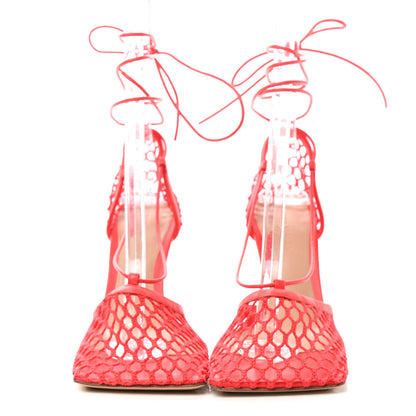 Bottega Veneta Mesh Nappa Stretch Ankle Tie Sandals 36 Tomato 2 of 7