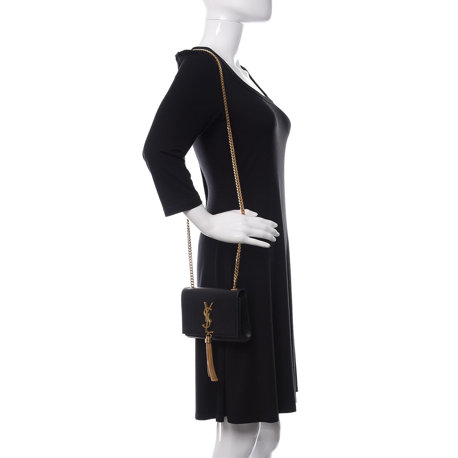 Saint Laurent Calfskin Small Classic Monogram Kate Tassel Satchel Black 2 of 10