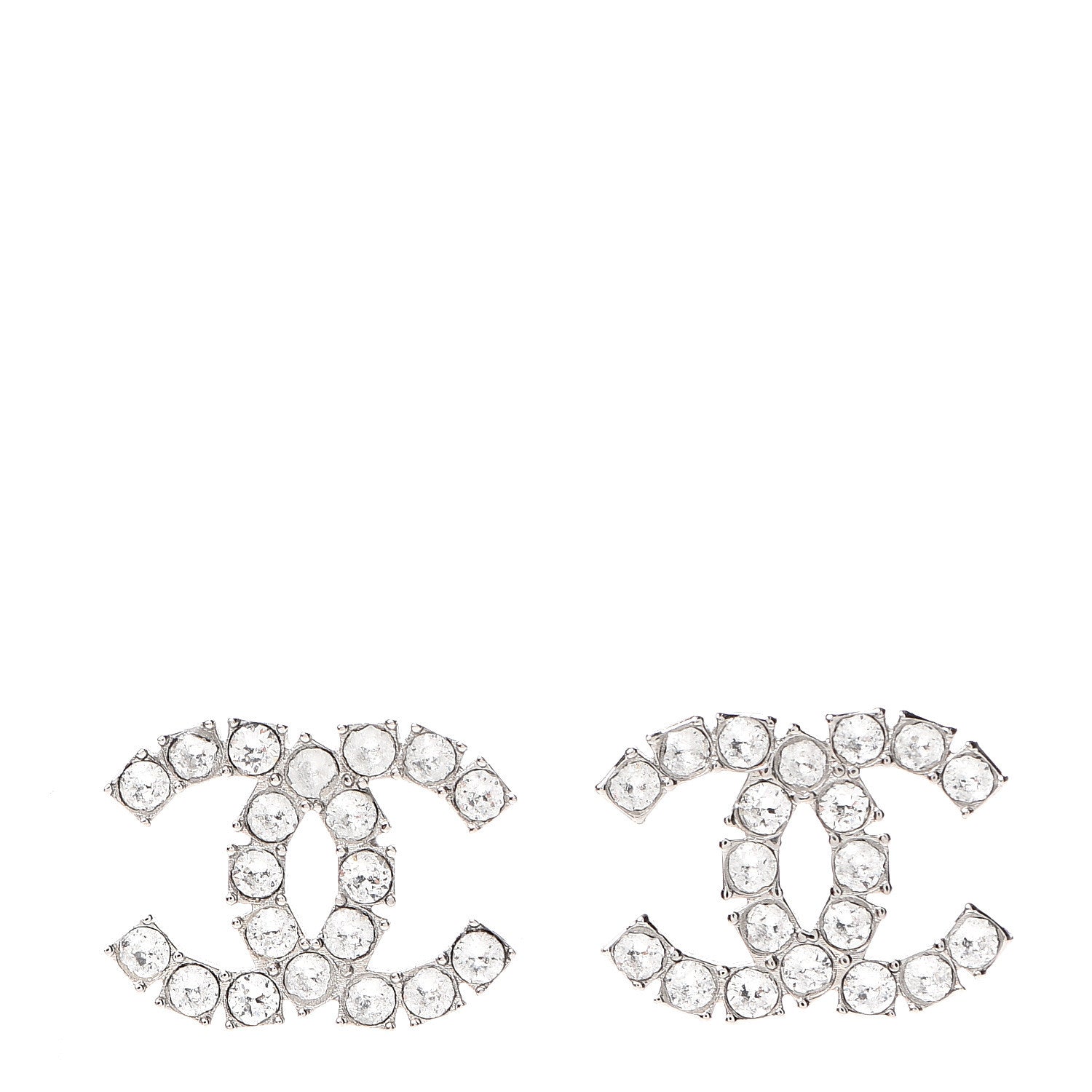 Chanel Crystal CC Earrings Silver 1 of 5