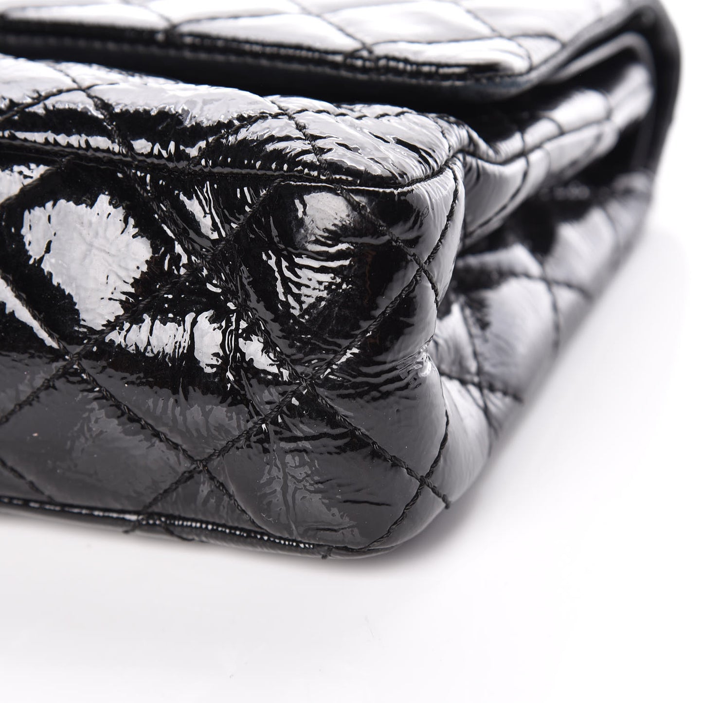 Distressed Patent Quilted 2.55 Reissue 226 Flap Black
