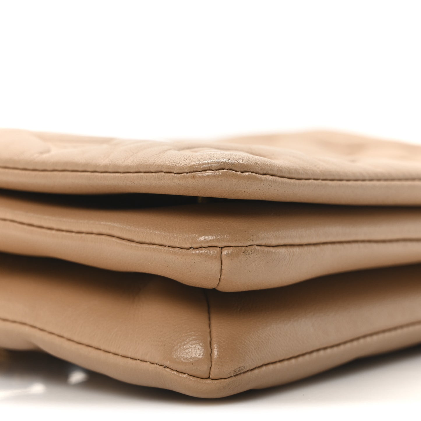 Lambskin Embossed Monogram Pochette Coussin Camel