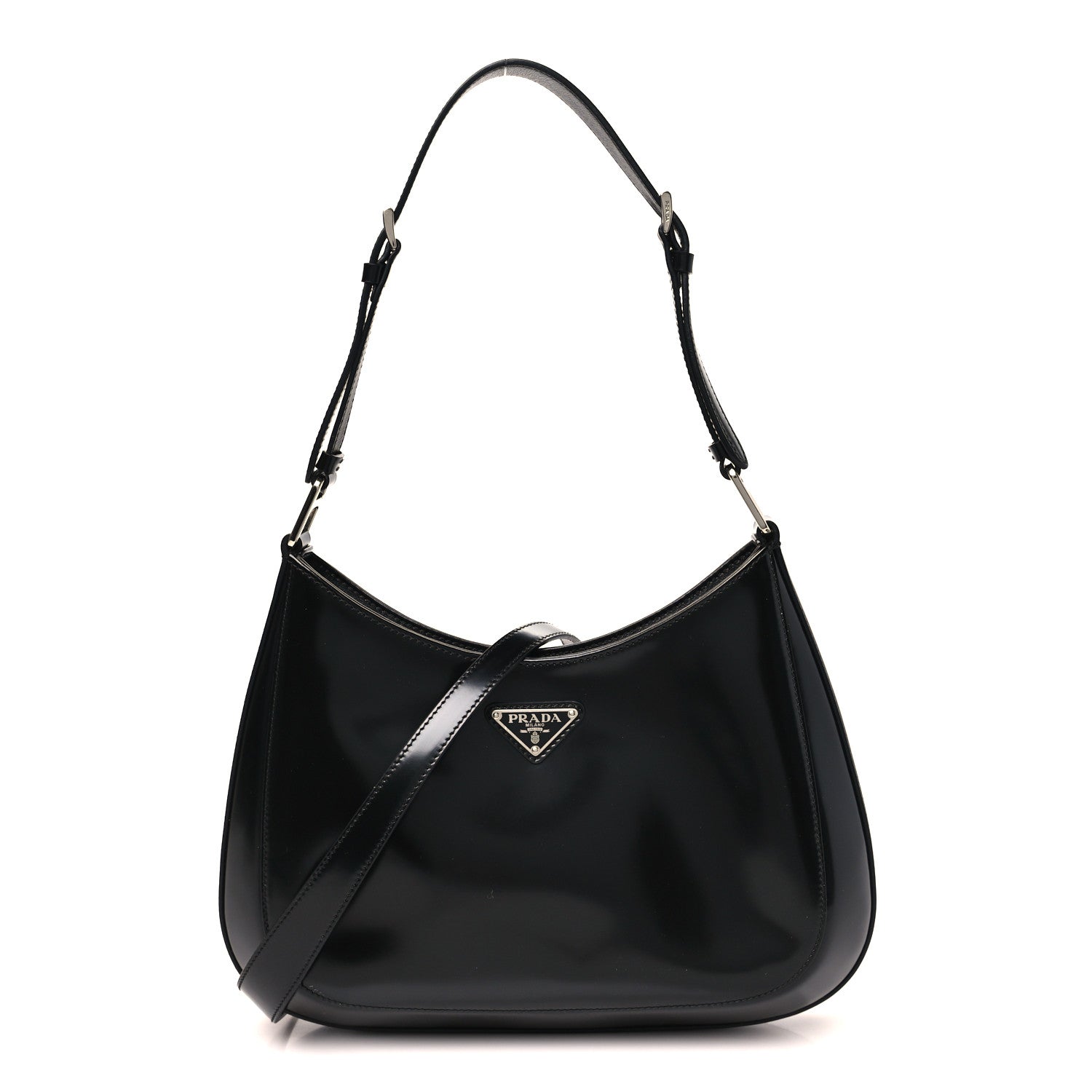 Prada Spazzolato Large Cleo Adjustable Strap Shoulder Bag Black 1 of 9
