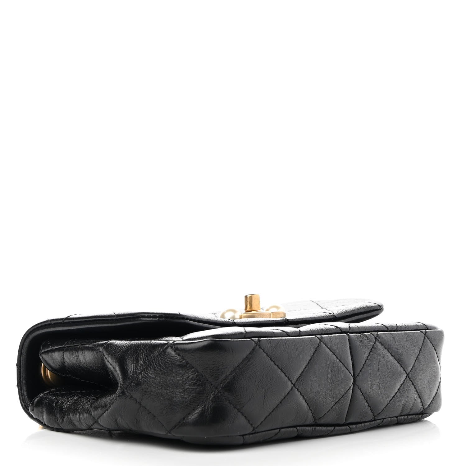 Chanel Glazed Calfskin Quilted Mini Pearl Side Flap Black 4 of 11