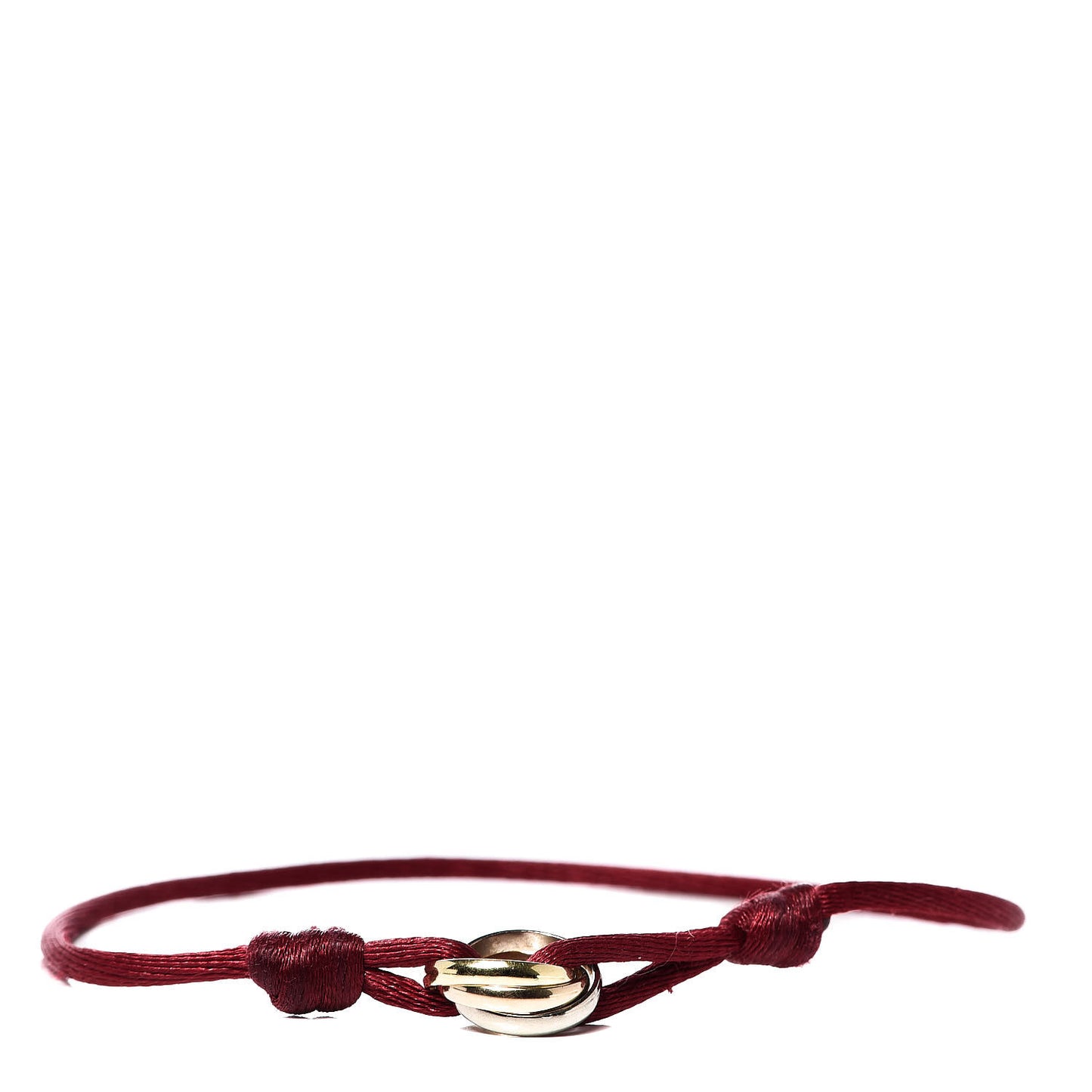 18K Pink Yellow White Gold Trinity Cord Bracelet Red
