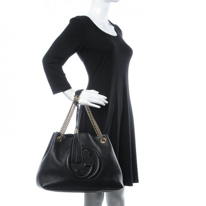 Gucci Pebbled Calfskin Medium Soho Chain Shoulder Bag Black 2 of 7