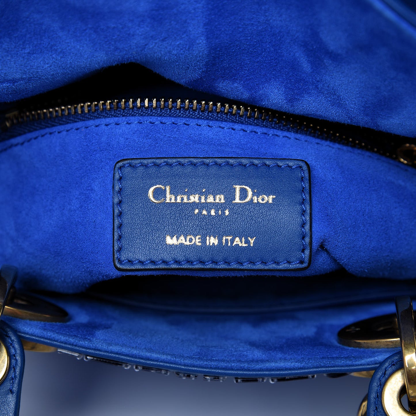 Smooth Calfskin Embroidered Mini Mosaic of Mirrors Lady Dior Blue