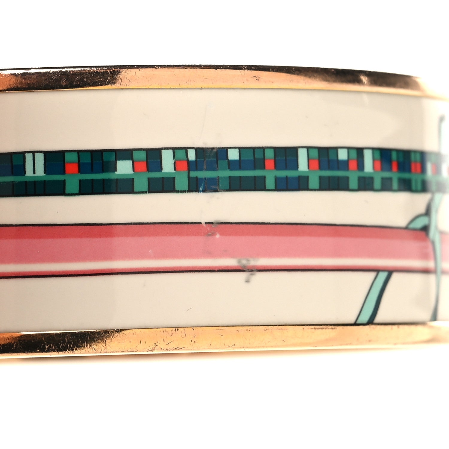 Hermes Enamel Printed Wide Les Cannes Bracelet 70 Baroque 6 of 7