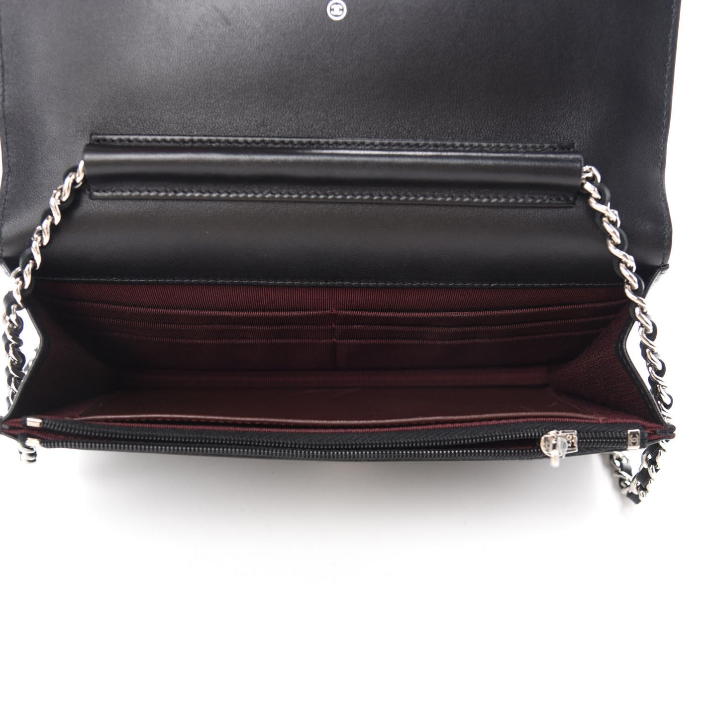 Lambskin Quilted Wallet On Chain WOC Black