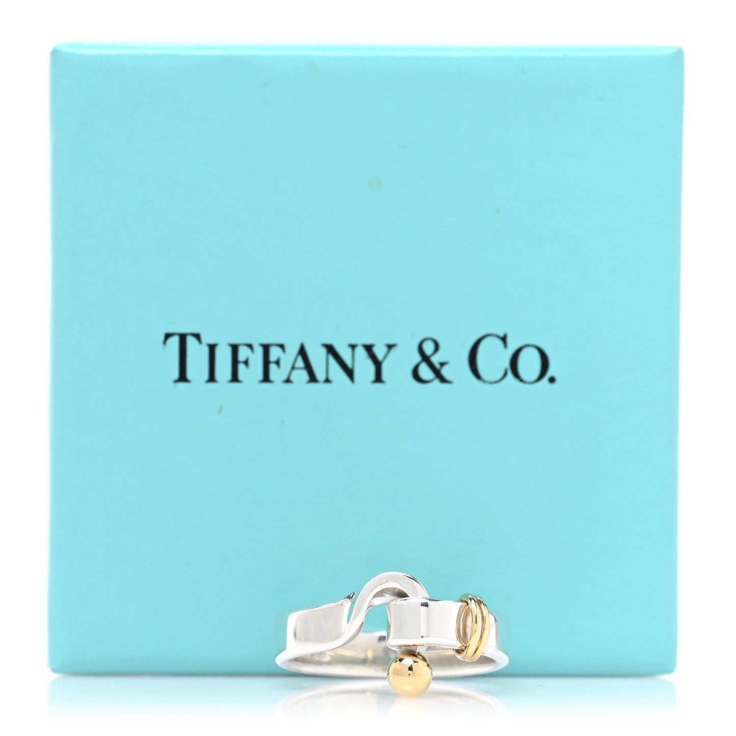 Sterling Silver 18K Yellow Gold Hook Ring 56 7.5