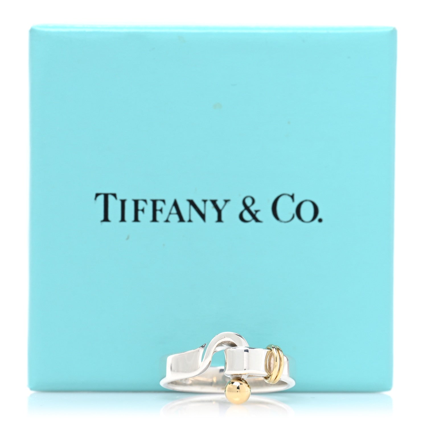Tiffany Sterling Silver 18K Yellow Gold Hook Ring 56 7.5 5 of 5