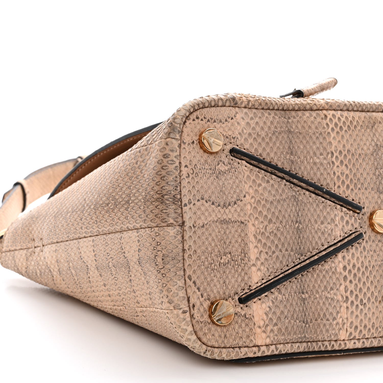 Valentino Garavani Snakeskin Small Demilune Double Handle Satchel Beige 9 of 10