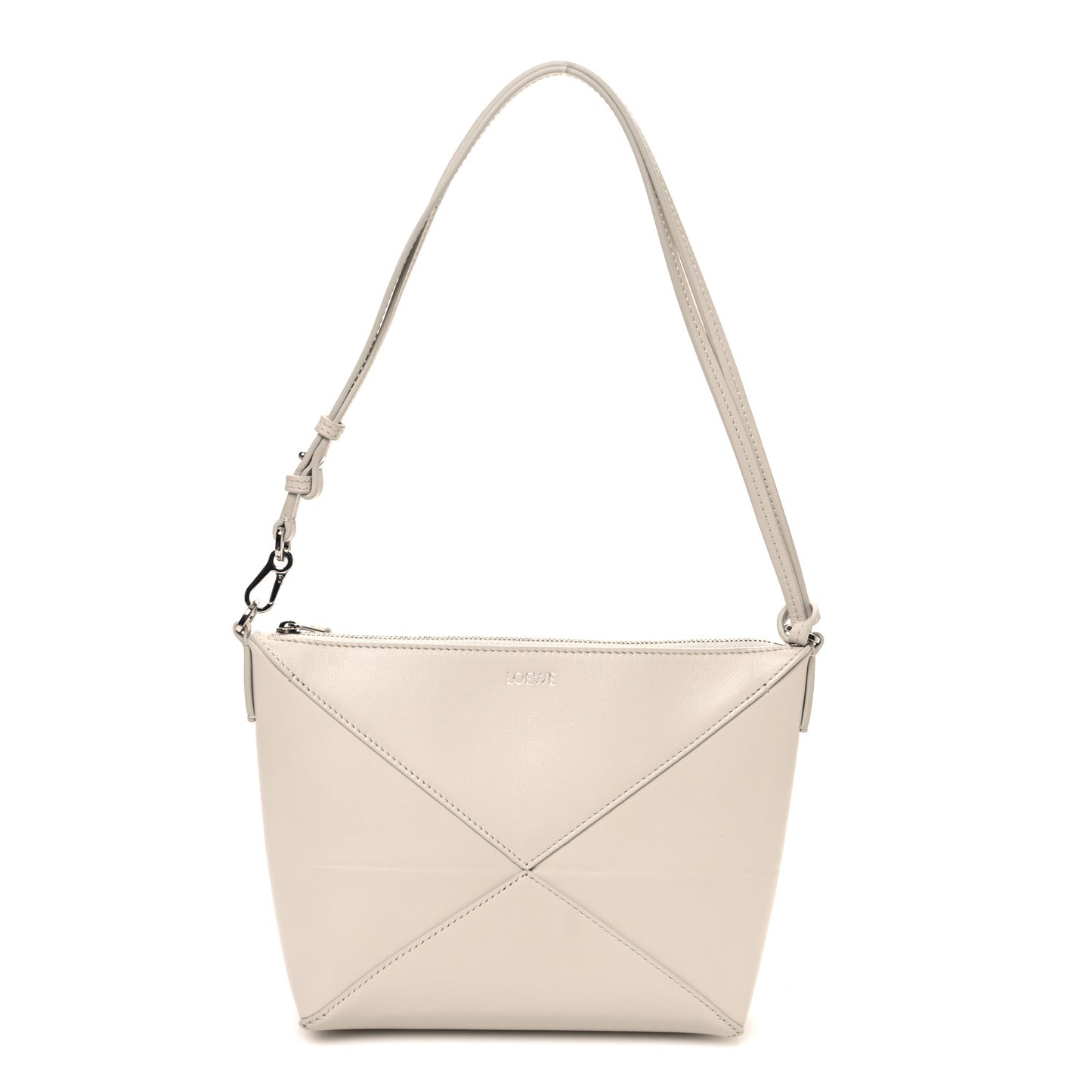 Shiny Calfskin Puzzle Fold Pouch Sea Salt