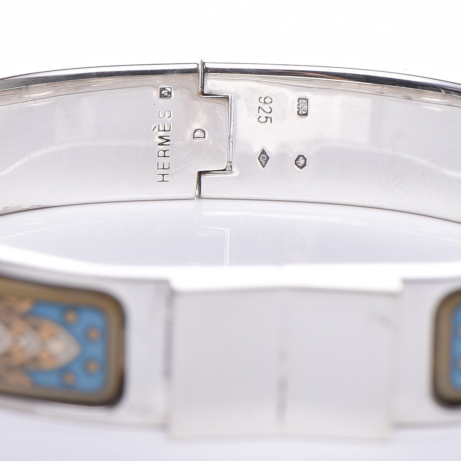 Hermes Sterling Silver Enamel Narrow Loquet Bracelet 7 of 10