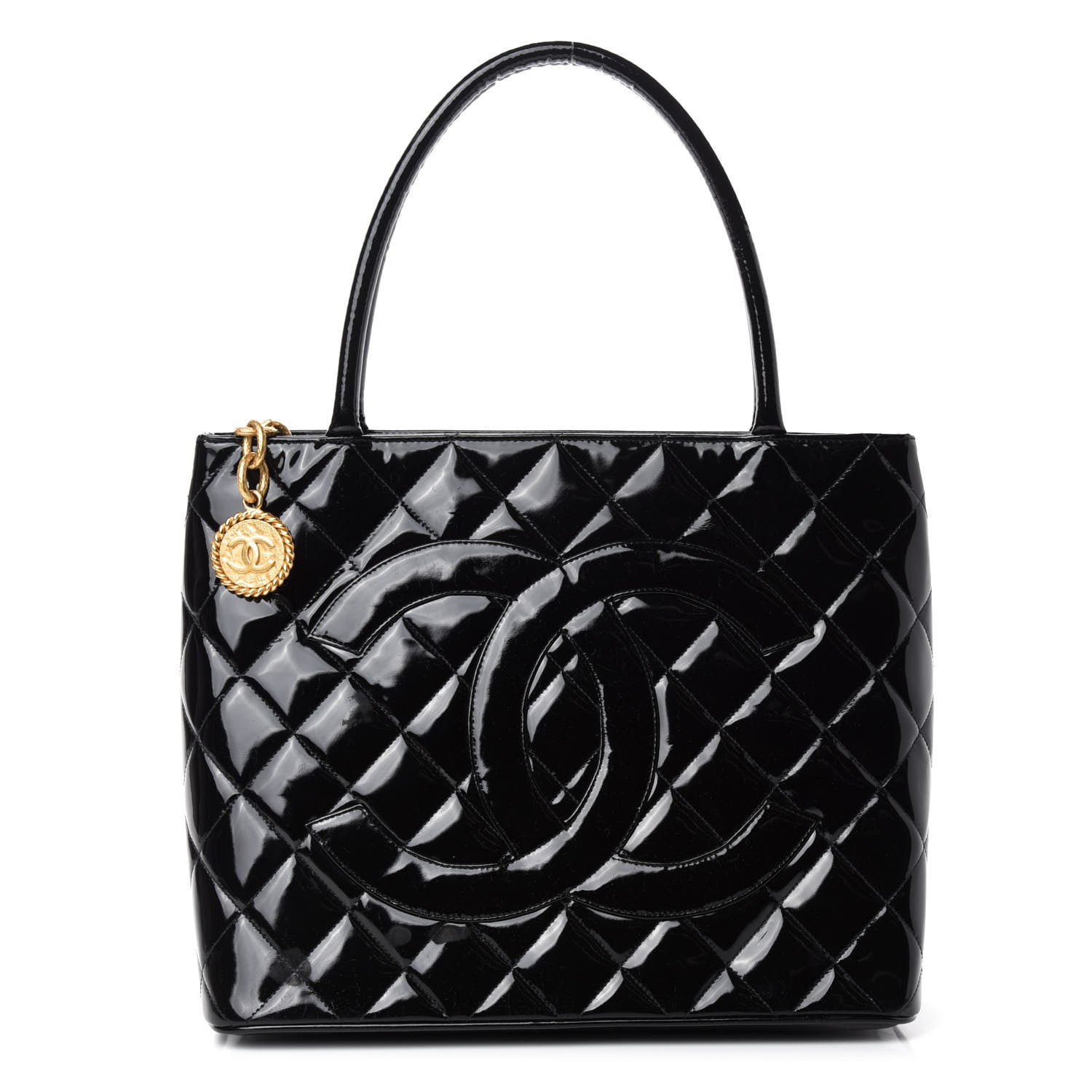 Chanel Patent Quilted Medallion Tote Black 1 of 12