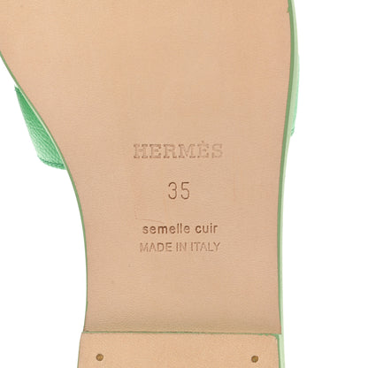 Hermes Epsom Oran Sandals 35 Vert Pomme 7 of 10