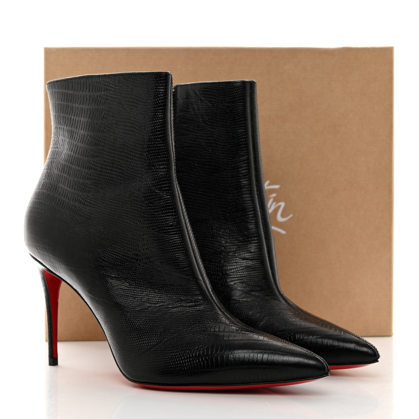 Calfskin Lizard Embossed So Kate Booty 85 Ankle Boots 39.5 Black