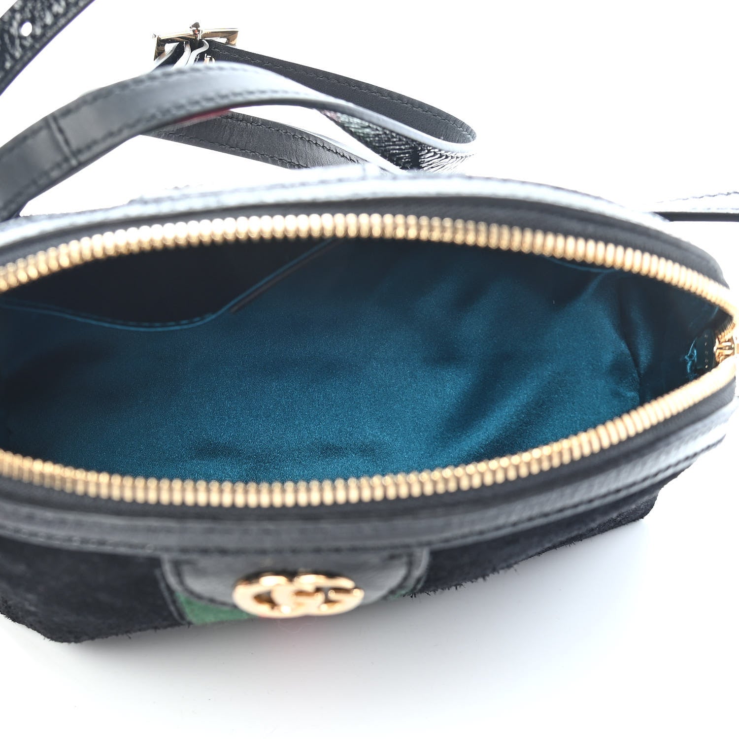 Gucci Suede Patent Web GG Small Ophidia Dome Shoulder Bag Black 5 of 9
