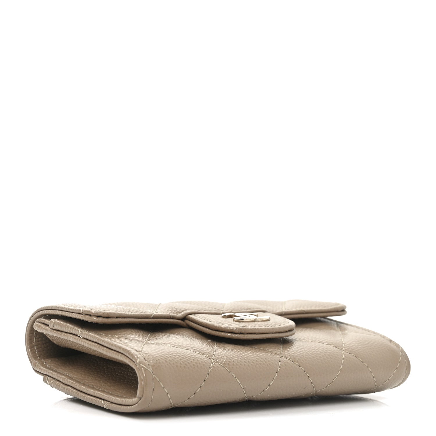 Chanel Caviar Quilted Flap Card Holder Wallet Beige 4 of 8