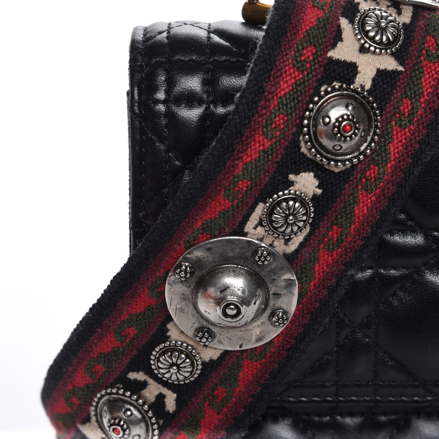 Lambskin Cannage Large Dioraddict Flap Bohemian Strap Black