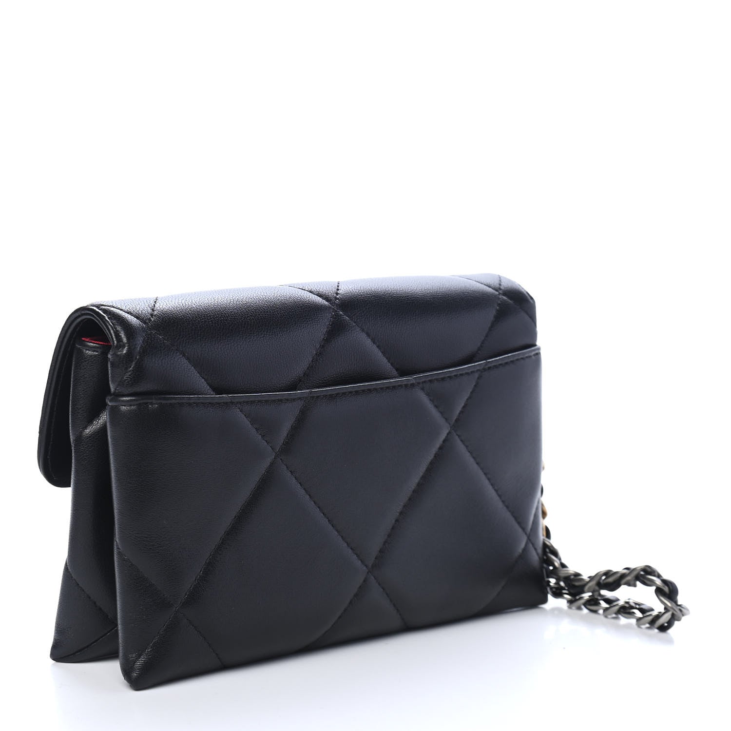 Chanel Lambskin Quilted Chanel 19 Flap Clutch Black 3 of 10