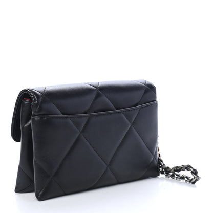 Chanel Lambskin Quilted Chanel 19 Flap Clutch Black 3 of 10
