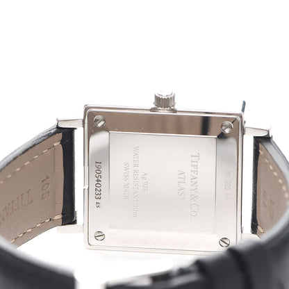 Tiffany Sterling Silver Calfskin 27mm Atlas Square Quartz Watch 4 of 4