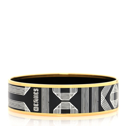 Hermes Enamel Printed Wide Bracelet 70 Black 3 of 5