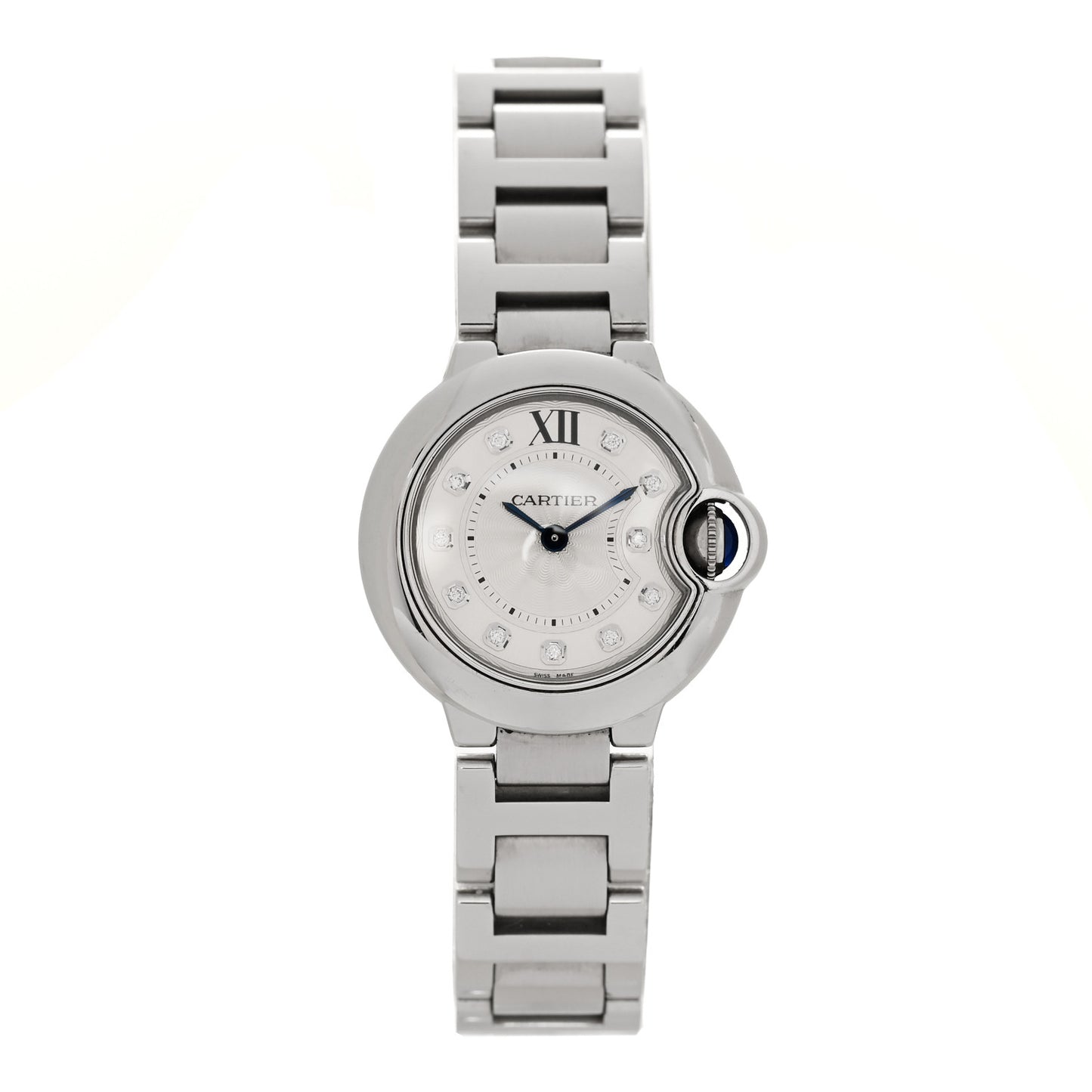 Stainless Steel Diamond 28mm Ballon Bleu De Cartier Quartz Watch