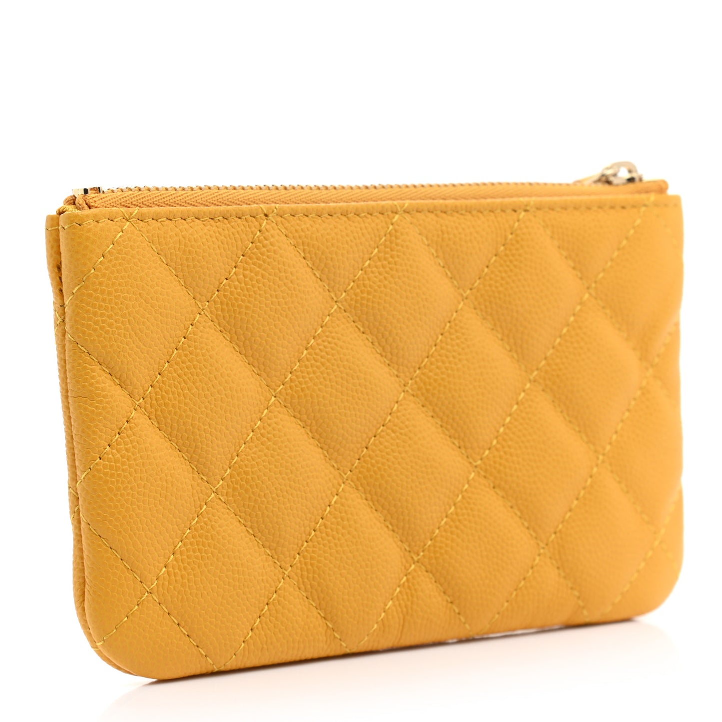 Caviar Quilted Small Cosmetic Case Yellow