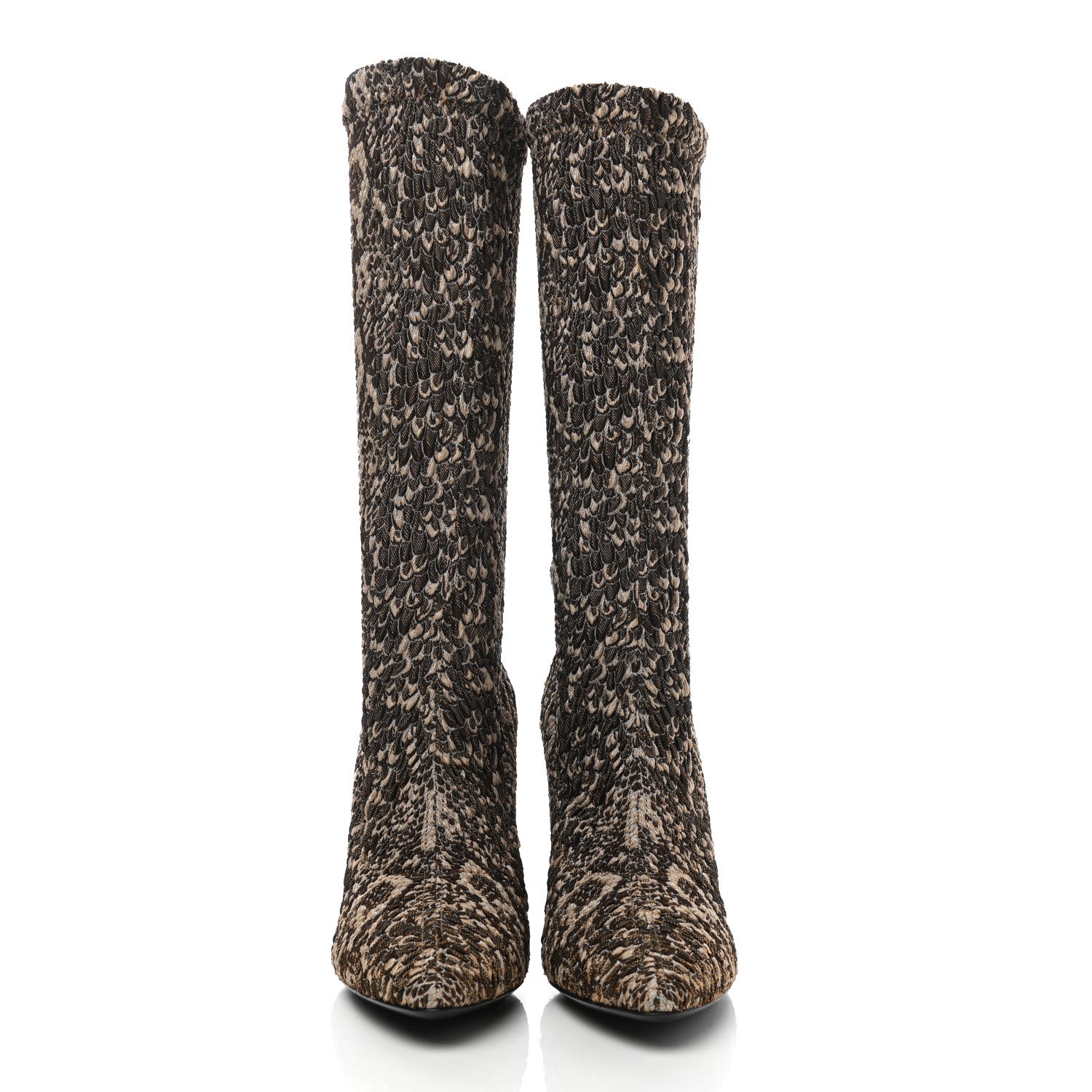 Saint Laurent Stretch Fabric Calf Heel Boots 37.5 Beige Vintage 2 of 7
